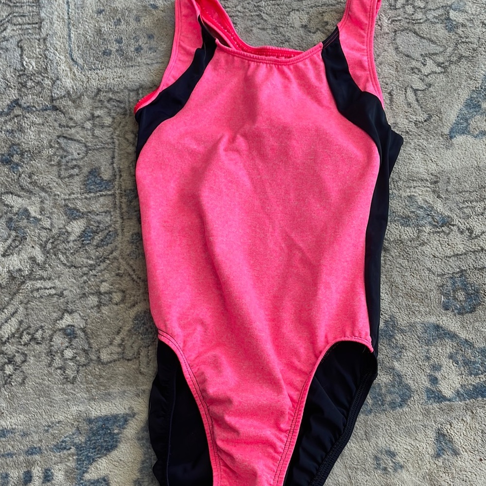 pink and black leotard